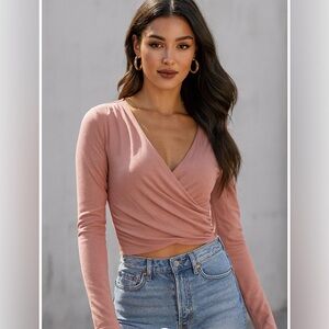 Elodie Blush Wrap Crop Top